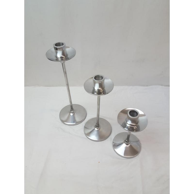 Set of 3 Aluminum Tapered Candleholders Silver - Threshold™