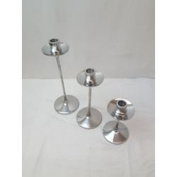 Set of 3 Aluminum Tapered Candleholders Silver - Threshold™