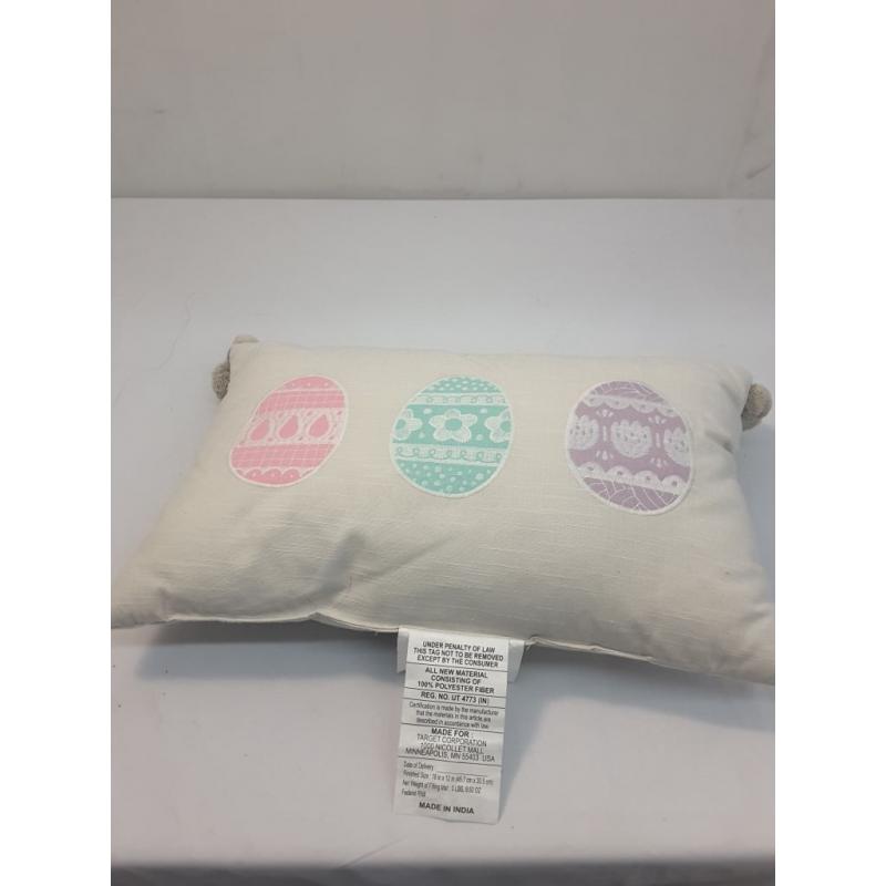 Spritz Embroidered Easter Egg Throw Pillow Home Decor 12 X 18 Natural / Pastel