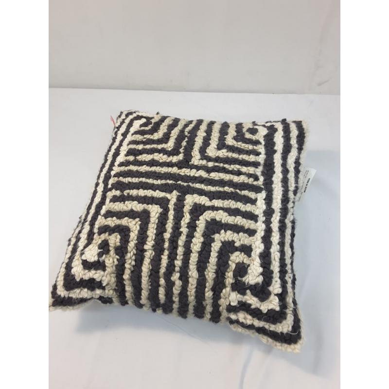 Maze Pattern Loop Tufted Square Throw Pillow Black/Cream