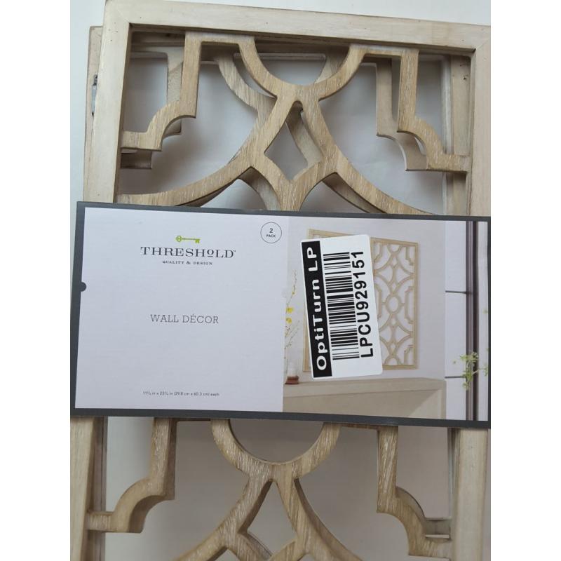 Set of 2 Wood Lattice Wall Hanging Brown - Threshold