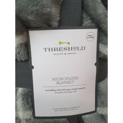 Twin/Twin XL Microplush Printed Bed Blanket Gray Plaid - Threshold
