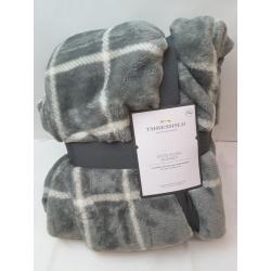 Twin/Twin XL Microplush Printed Bed Blanket Gray Plaid - Threshold