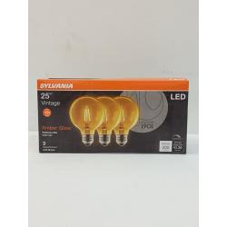 Sylvania 25W Vintage 3 Pk Amber Glow LED, Brightness 200 lumens, Edition 1901