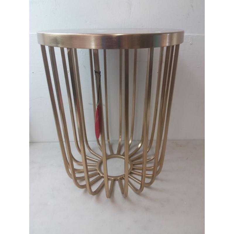 Kibara Cage Accent Table Brass