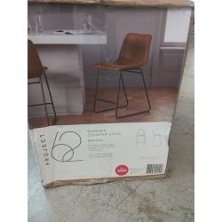 Bowden Upholstered Molded Faux Leather Counter Height Barstool Caramel