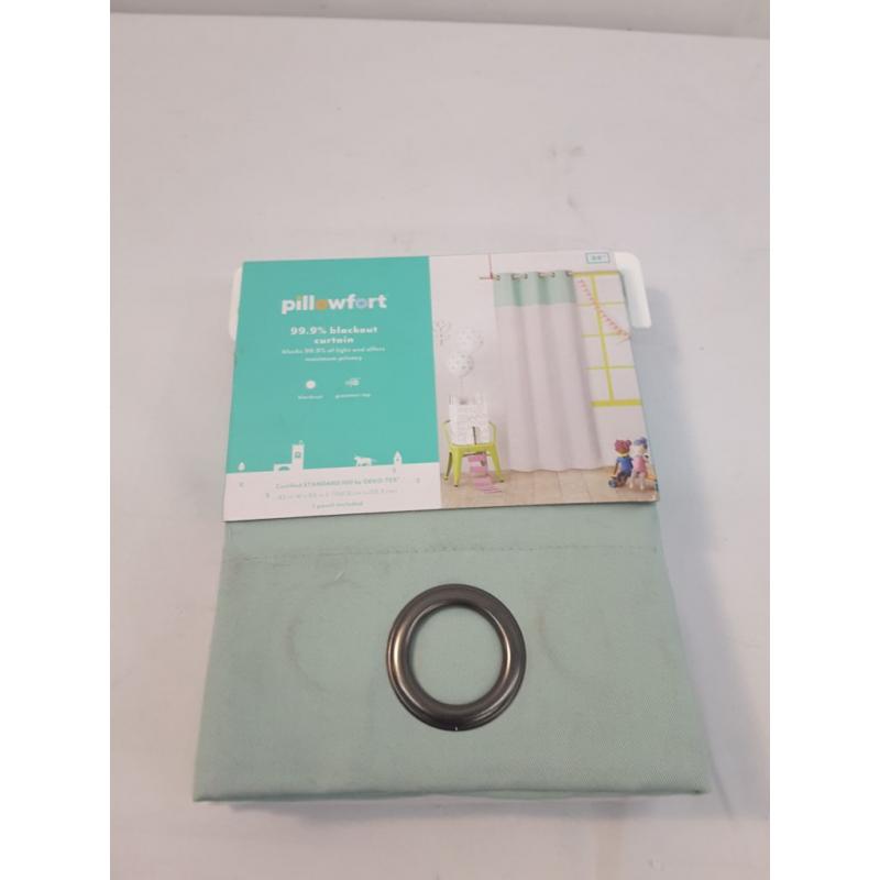 Pillowfort 99.9% Blackout Curtain White and Partially Mint Green