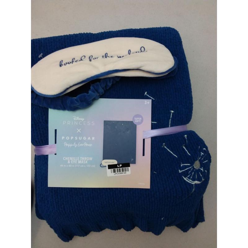 Disney Princess X POPSUGAR Belle Chenille Throw and Eye Mask