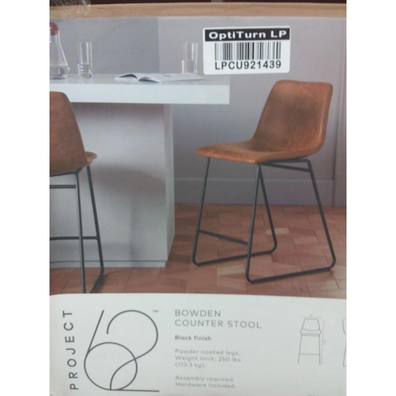 Bowden Upholstered Molded Faux Leather Counter Height Barstool Caramel