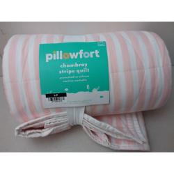 Twin Chambray Stripes Quilt Pink - Pillowfort