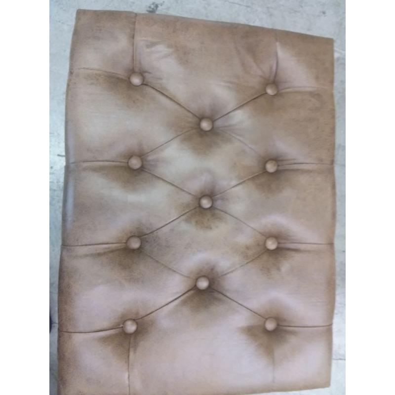 Trubeck Tufted Metal Base Ottoman Faux Leather Brown