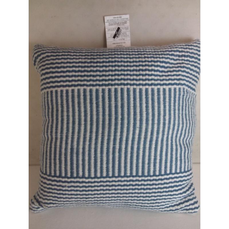 Woven Oversized Outdoor Throw Pillow Woven Mixed Stripe Blue