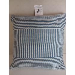 Woven Oversized Outdoor Throw Pillow Woven Mixed Stripe Blue