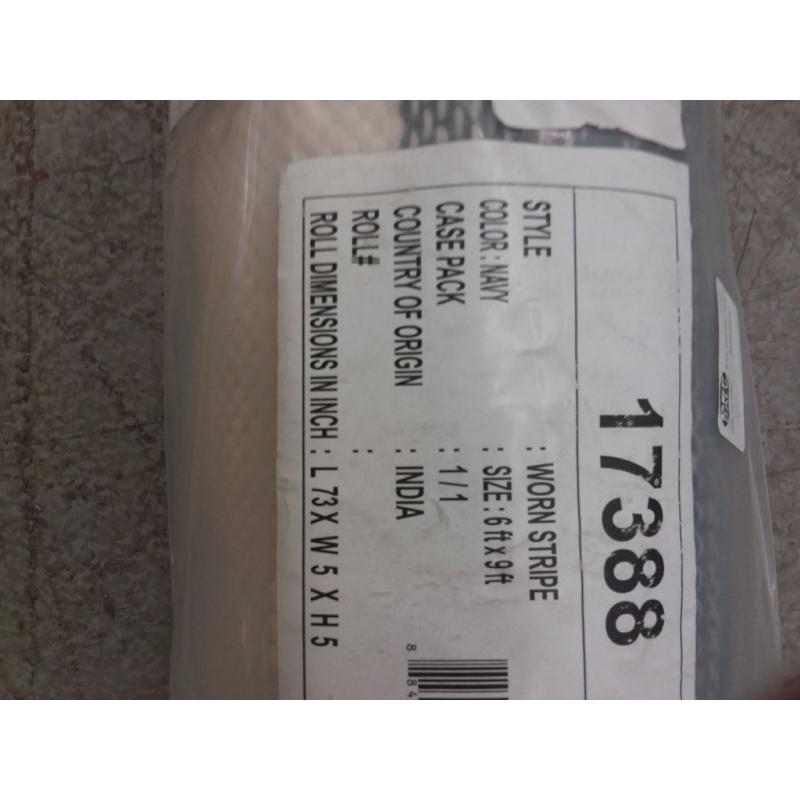 6'x9' Outdoor Rug Worn Stripe Navy