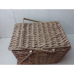 Rectangular Tapered Manmade Rattan Outdoor Picnic Basket with Hinged Top 9 x 14 - Threshold designed with Studio McGee