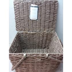 Rectangular Tapered Manmade Rattan Outdoor Picnic Basket with Hinged Top 9 x 14 - Threshold designed with Studio McGee