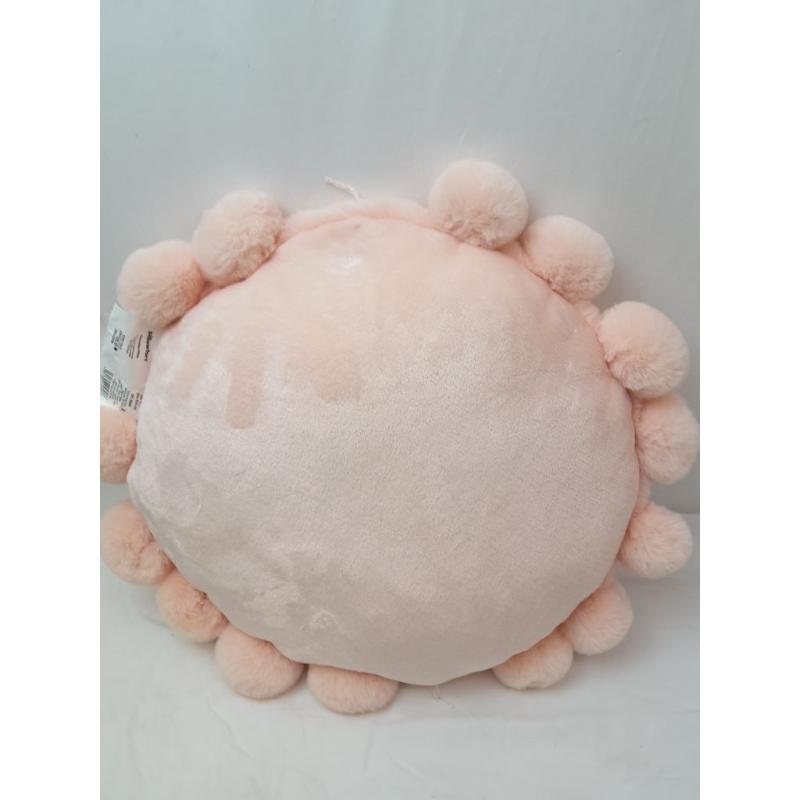 Round Plush Pillow with Pom-Poms Pink - Pillowfort