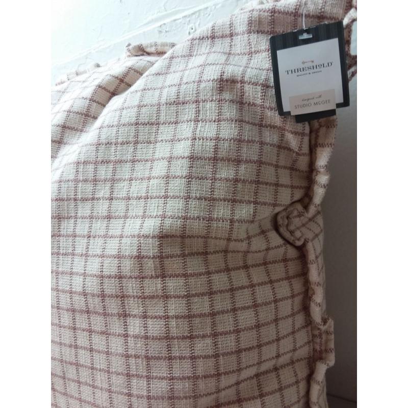 Oversized Mini Windowpane Square Throw Pillow Cream/Mauve - Threshold