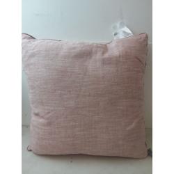 Oversized Chambray Square Throw Pillow with Lace Trim Mauve