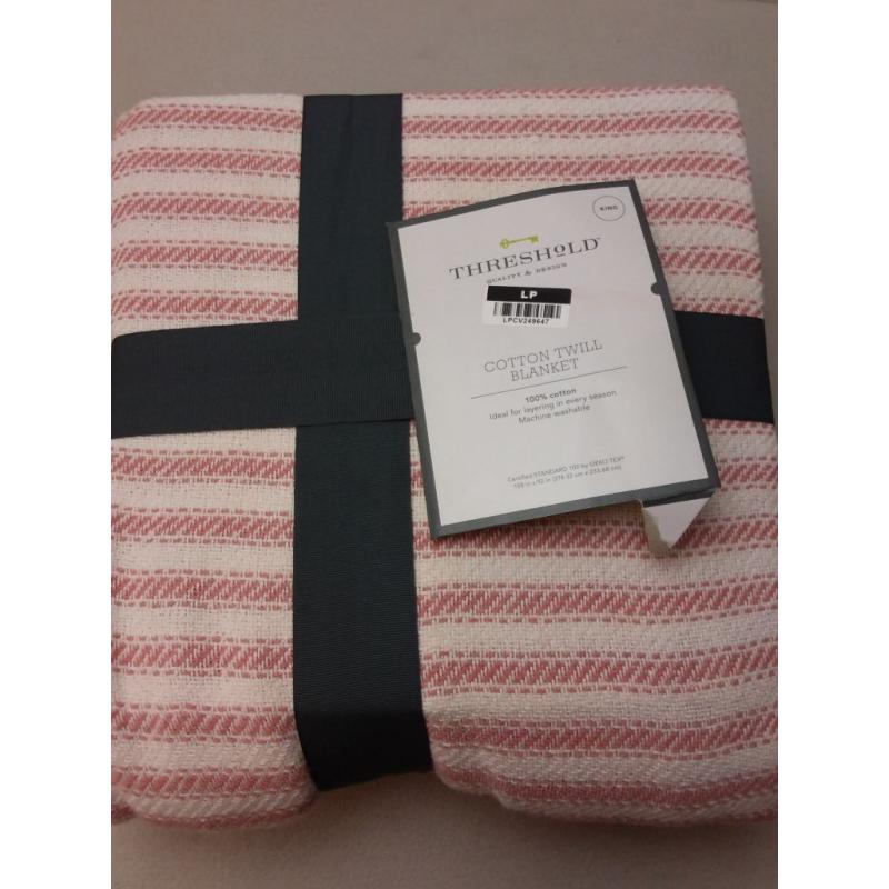 King Pinstripe 100% Cotton Bed Blanket Rose Pink - Threshold