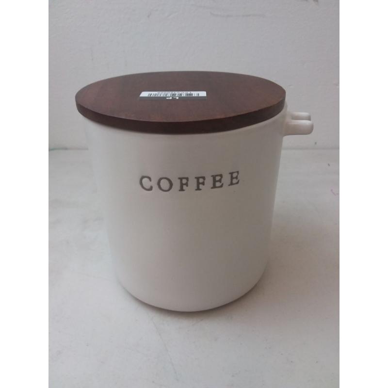 Stoneware Coffee Canister with Wood Lid & Scoop