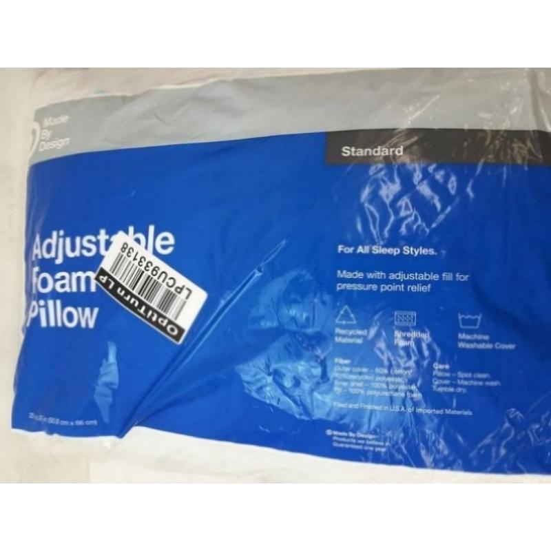 Adjustable Foam Bed Pillow White - Made By Design