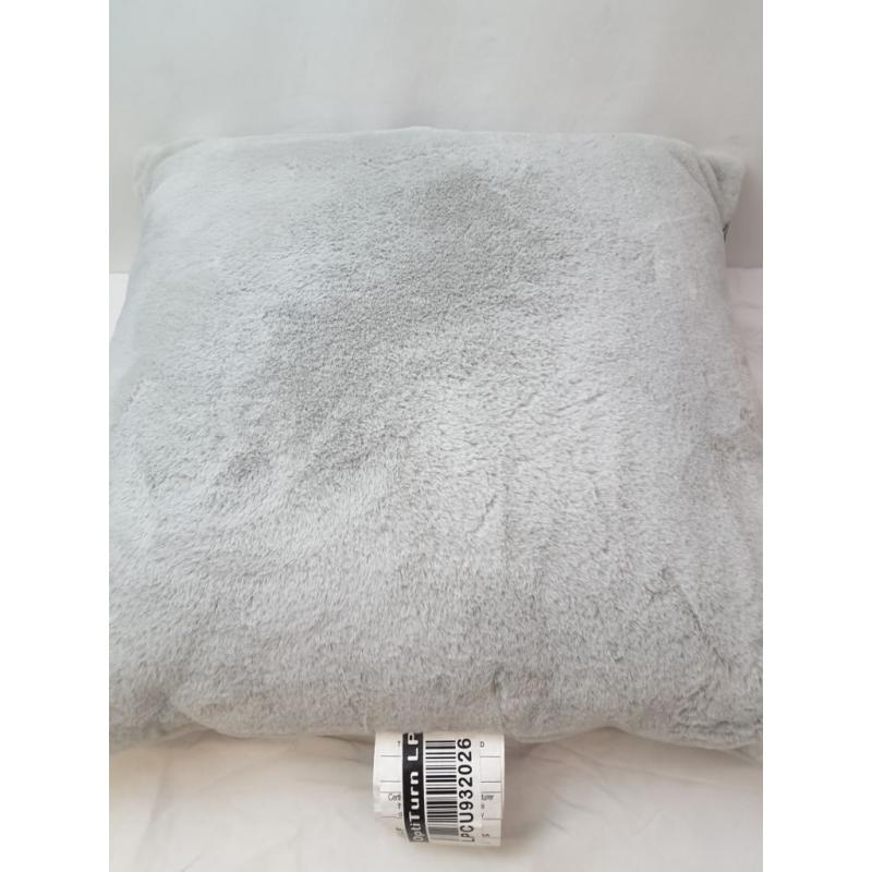 Oversized Faux Rabbit Fur Square Throw Pillow Gray - Threshold