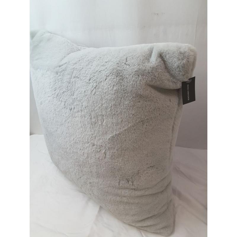 Oversized Faux Rabbit Fur Square Throw Pillow Gray - Threshold