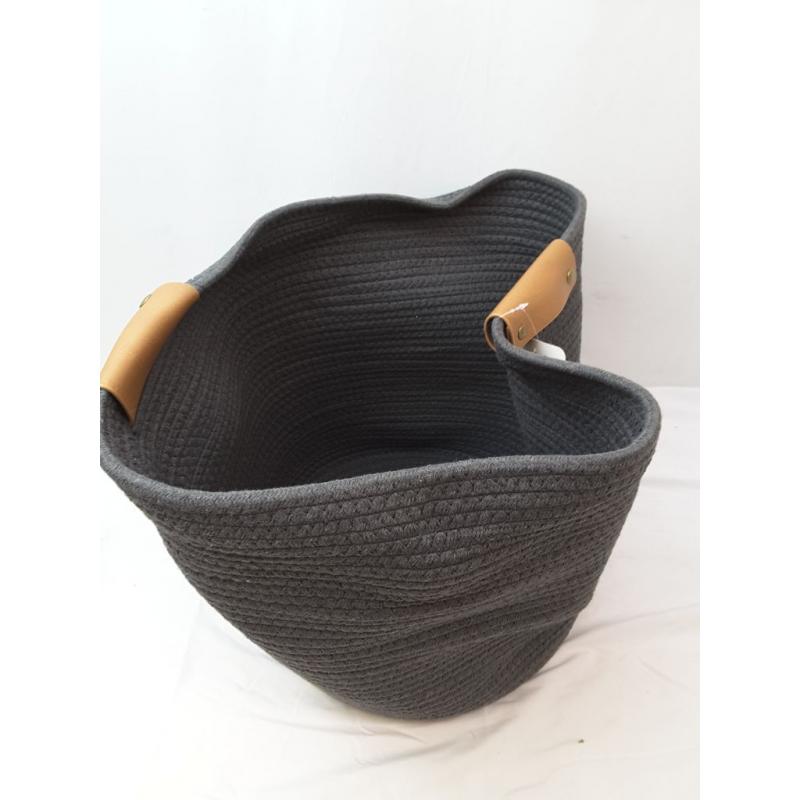 17 Coiled Rope Bin Warm Gray Charcoal - Brightroom