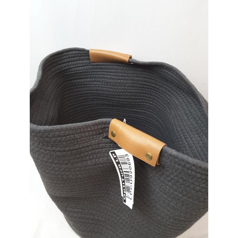 17 Coiled Rope Bin Warm Gray Charcoal - Brightroom