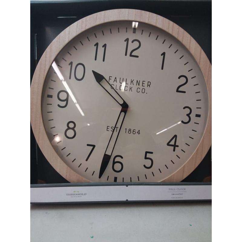 16 Wall Clock Wood - Threshold™