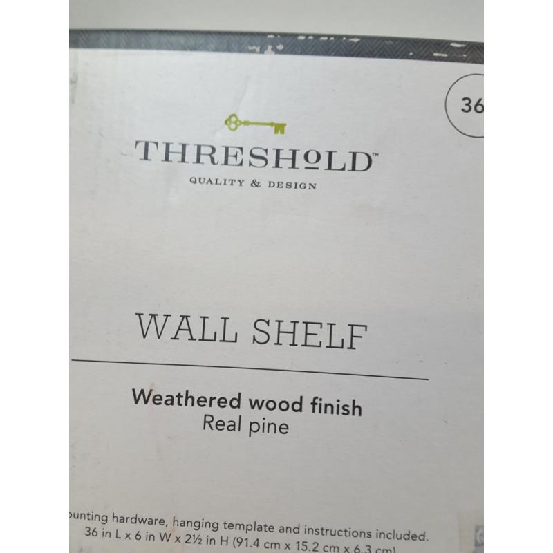 36 x 2.3 Wood Floating Wall Shelf Pine - Threshold