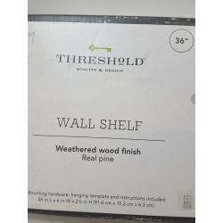 36 x 2.3 Wood Floating Wall Shelf Pine - Threshold