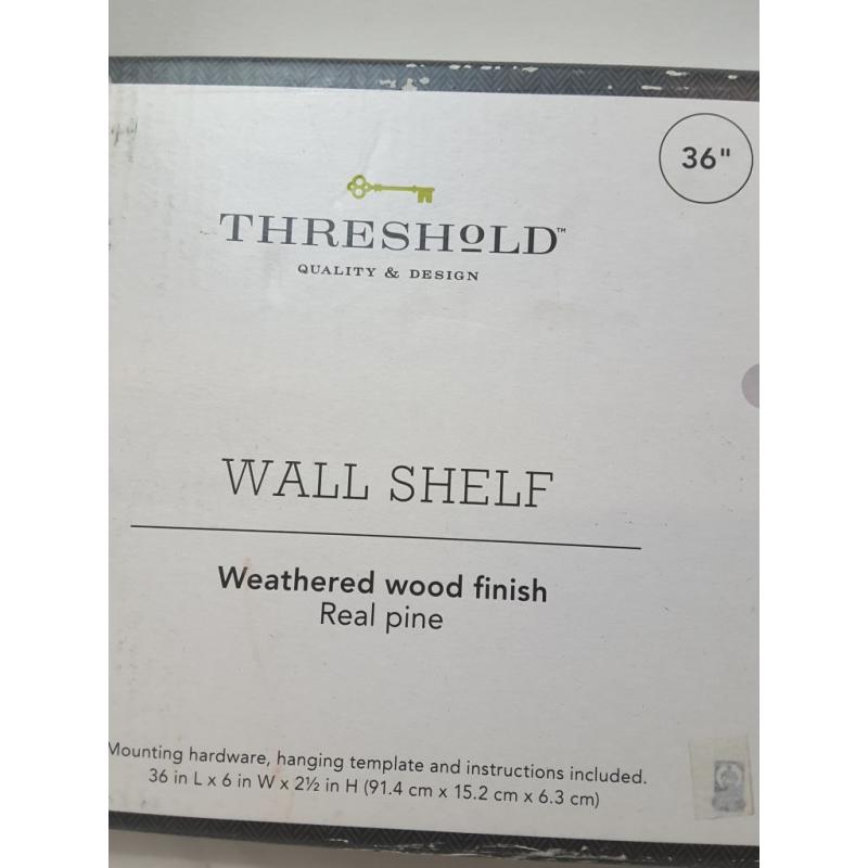 36 x 2.3 Wood Floating Wall Shelf Pine - Threshold