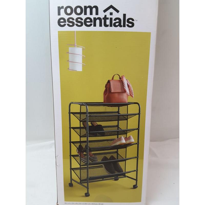 Double Sided Rolling Shoe Rack Black - Room Essentials