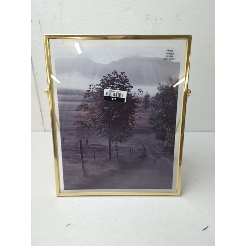 9.625 x 11.25 Float to 8 x 10 Linear Metal Easel Single Image Frame Brass
