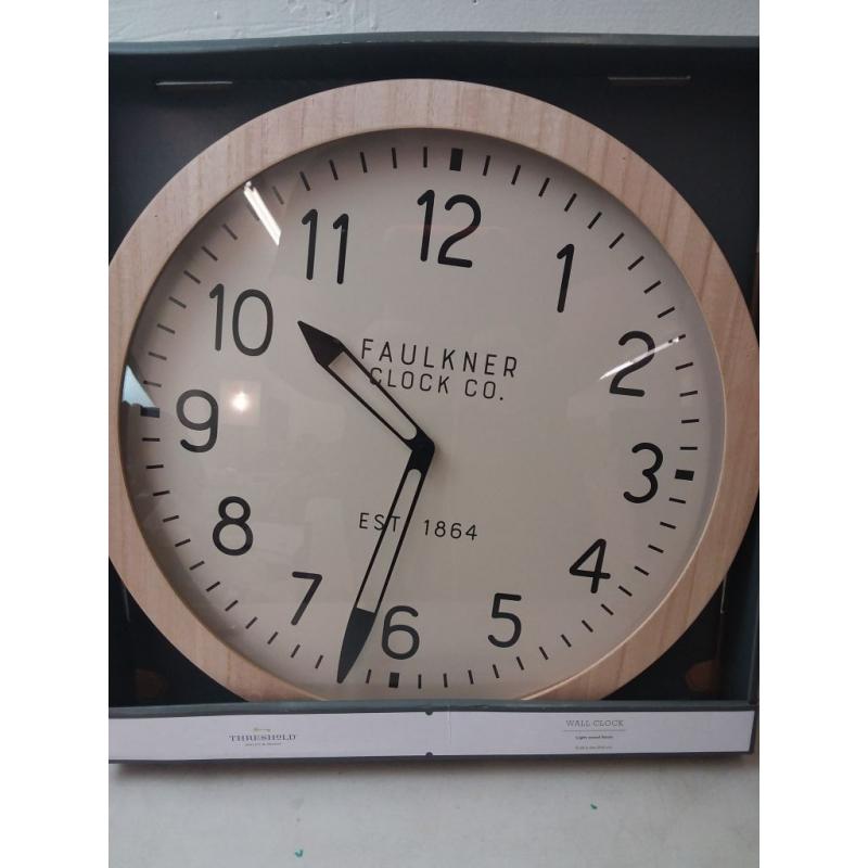 16 Wall Clock Wood - Threshold™