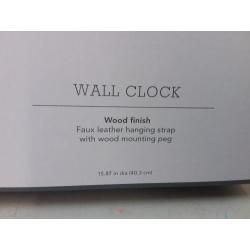 16 Wall Clock with Leather Strap Brown