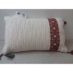 Woven Striped Lumbar Throw Pillow Cream/Rust