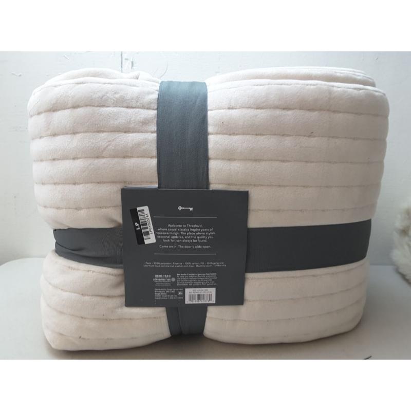 King Matte Velvet Solid Quilt Stucco - Threshold