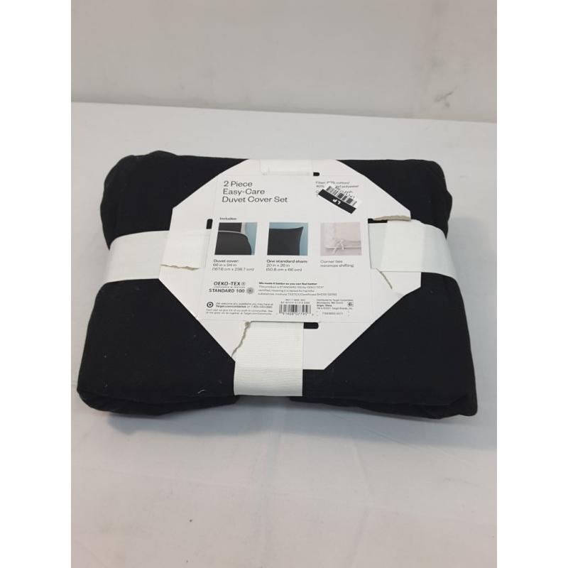 Easy-Care Duvet Cover & Sham Set Black - Room Essentials