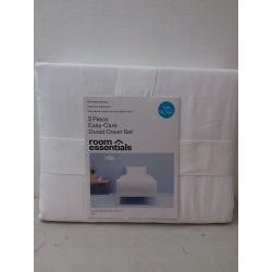 Twin/Extra Long Twin Easy-Care Duvet Cover & Sham Set White