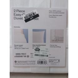 Twin/Extra Long Twin Easy-Care Duvet Cover & Sham Set White