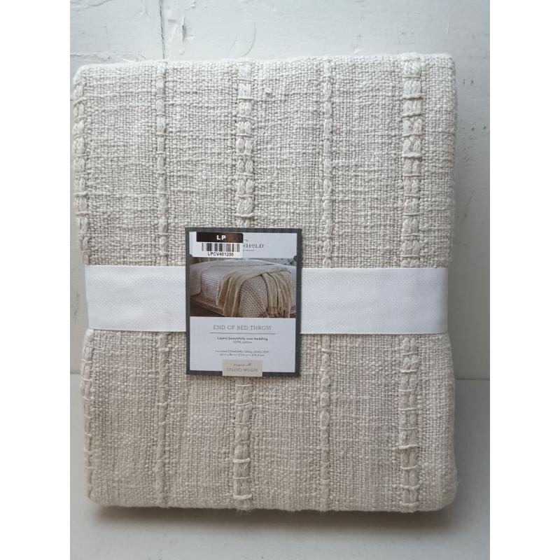 60x86 Oversized 100% Cotton Bed Throw Light Beige - Threshold