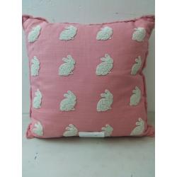 Beaded Bunny Square Throw Pillow Rose