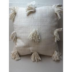 Euro Woven Textured Decorative Throw Pillow With Tassels Cream/Neutral - Opalhouse