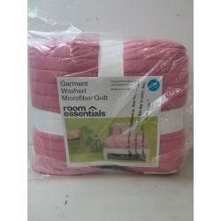 Twin/Twin Extra Long Garment Washed Microfiber Quilt Pink