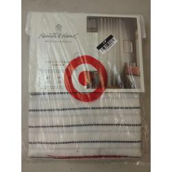 Blanket Stitch Curtain Panel Railroad Gray/Sour Cream 84:- Hearth & Hand™