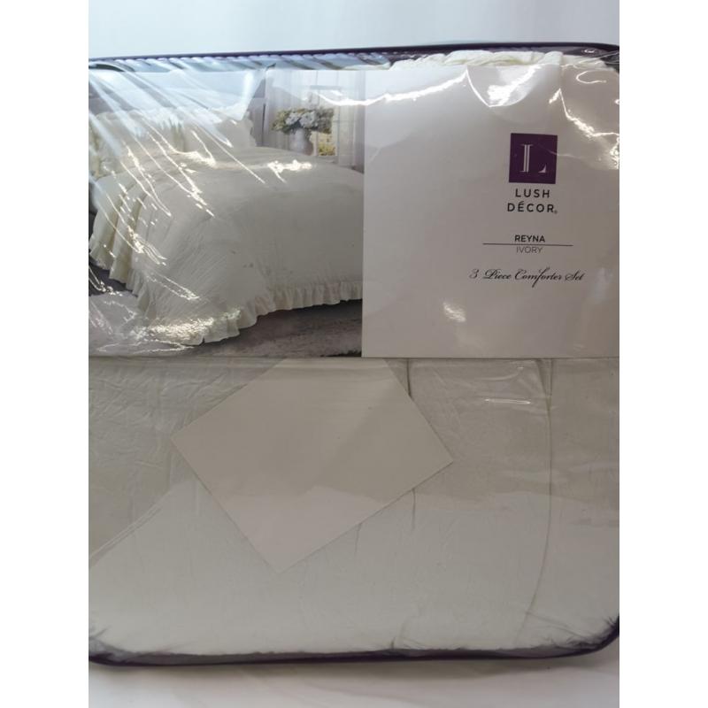 3pc Full/Queen Reyna Comforter Set Ivory - Lush Decor