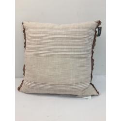 Textured Woven Square Throw Pillow with Lace Trim Neutral/Cream - Threshold